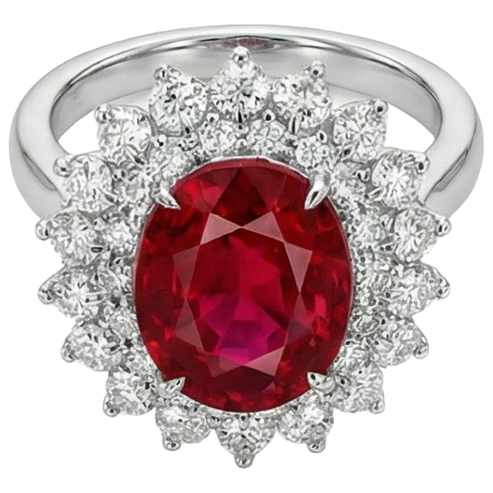 echter oval rubin 11.75Karat ring Seitenansicht