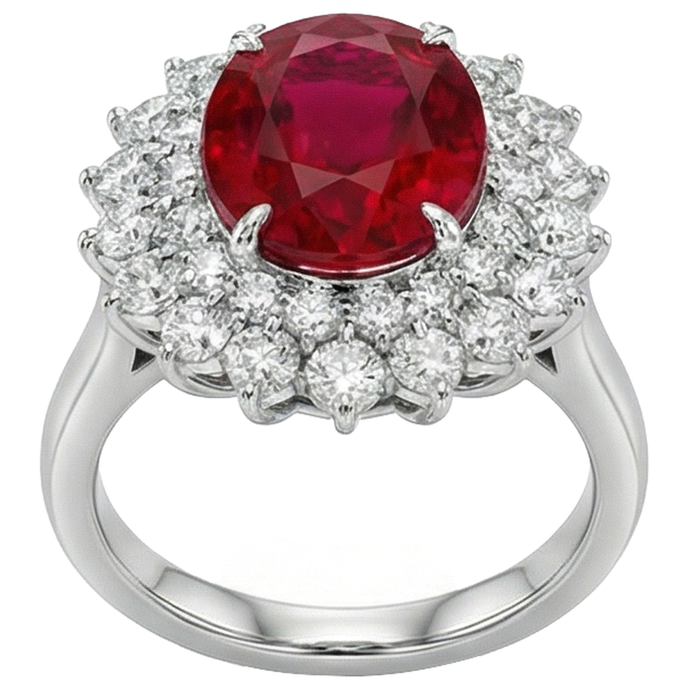 echter oval rubin 11.75Karat ring Detailansicht