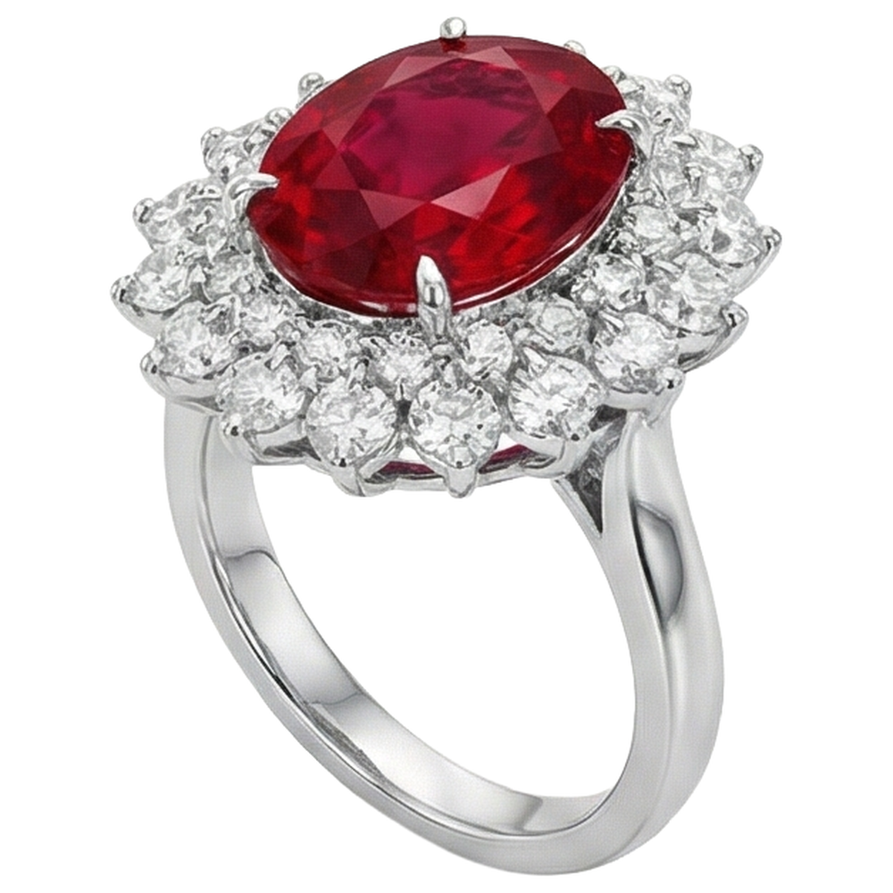 echter oval rubin 11.75Karat ring Draufsicht