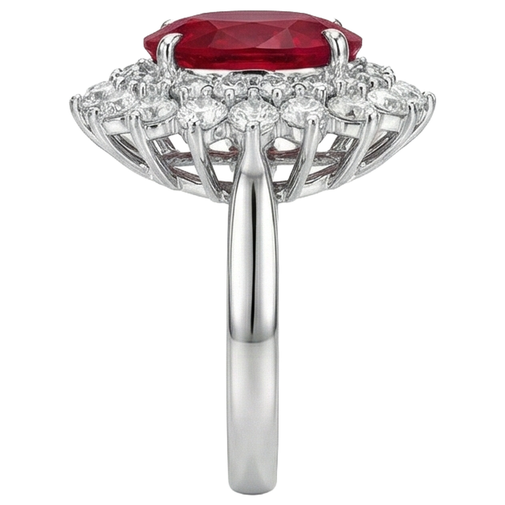 echter oval rubin 11.75Karat ring Profilansicht
