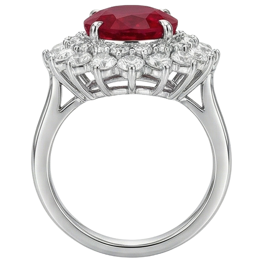 echter oval rubin 11.75Karat ring auf Weiß