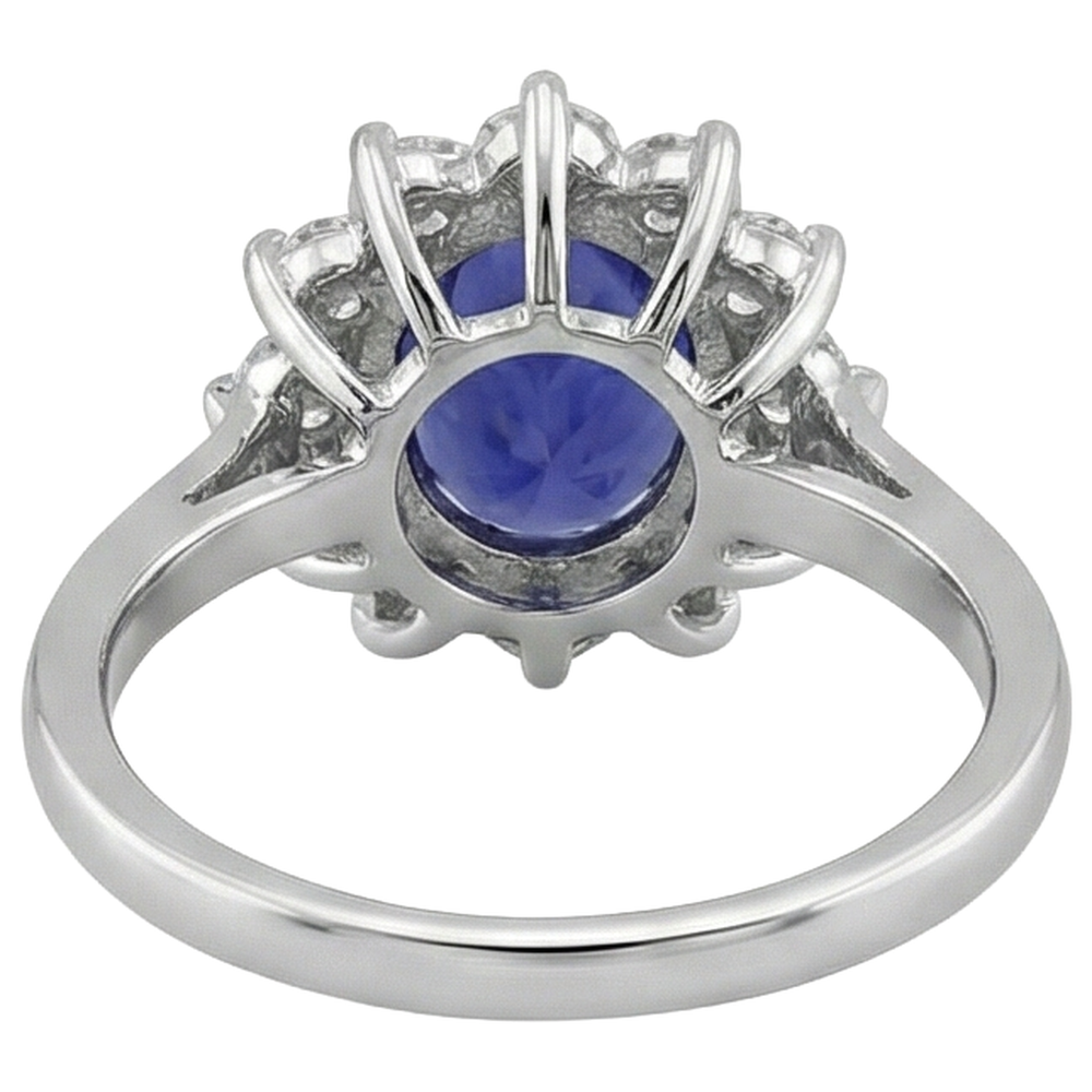 echter oval tansanit 7.75Karat ring mit Diamantbesatz