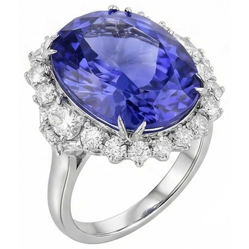 echter oval diamant 9.00Karat ring Detailansicht