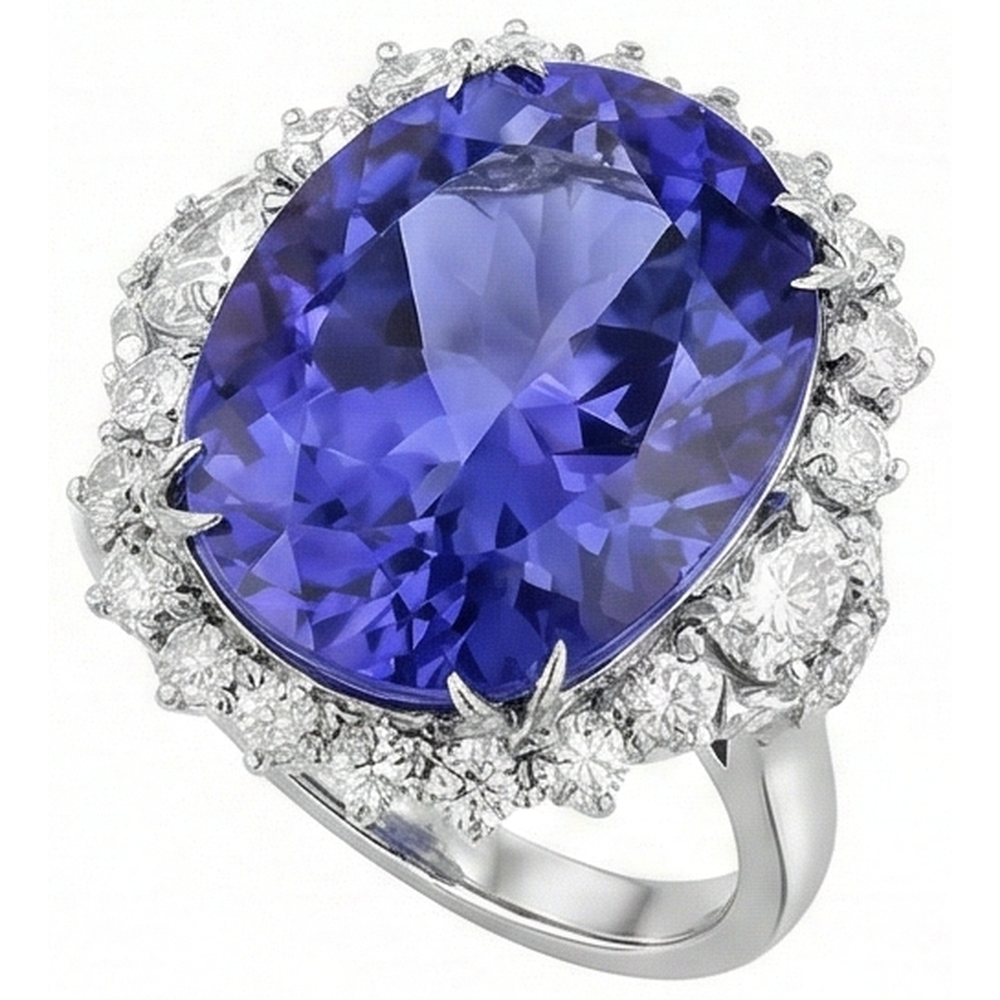 echter oval diamant 9.00Karat ring Draufsicht