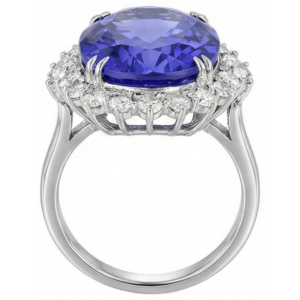 echter oval diamant 9.00Karat ring Profilansicht