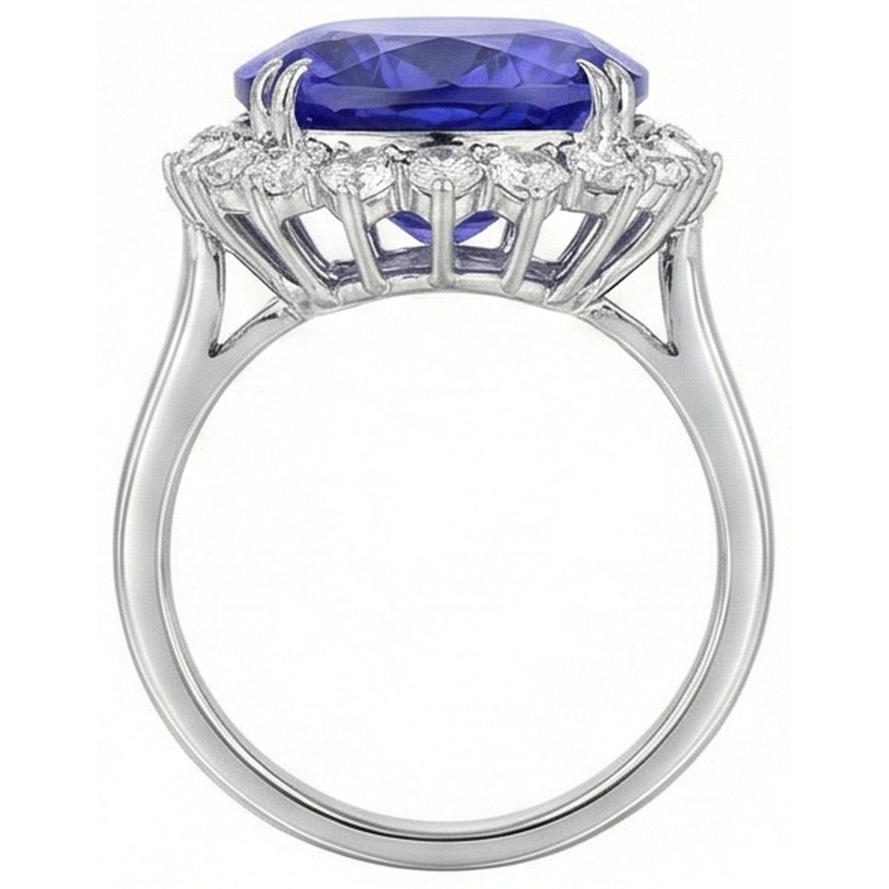 echter oval diamant 9.00Karat ring mit Diamantbesatz