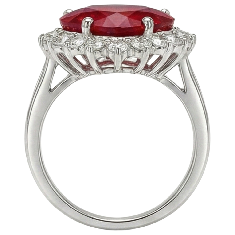 echter round rubin 12.75Karat ring auf Weiß