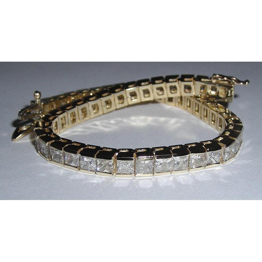 12.50 Karat Princess Natürliche Diamants Tennisarmband Gold