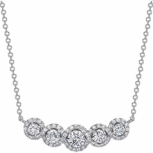 12 Karat Runde Graduierung Echt Diamant Halskette Anhänger Weißgold 14K