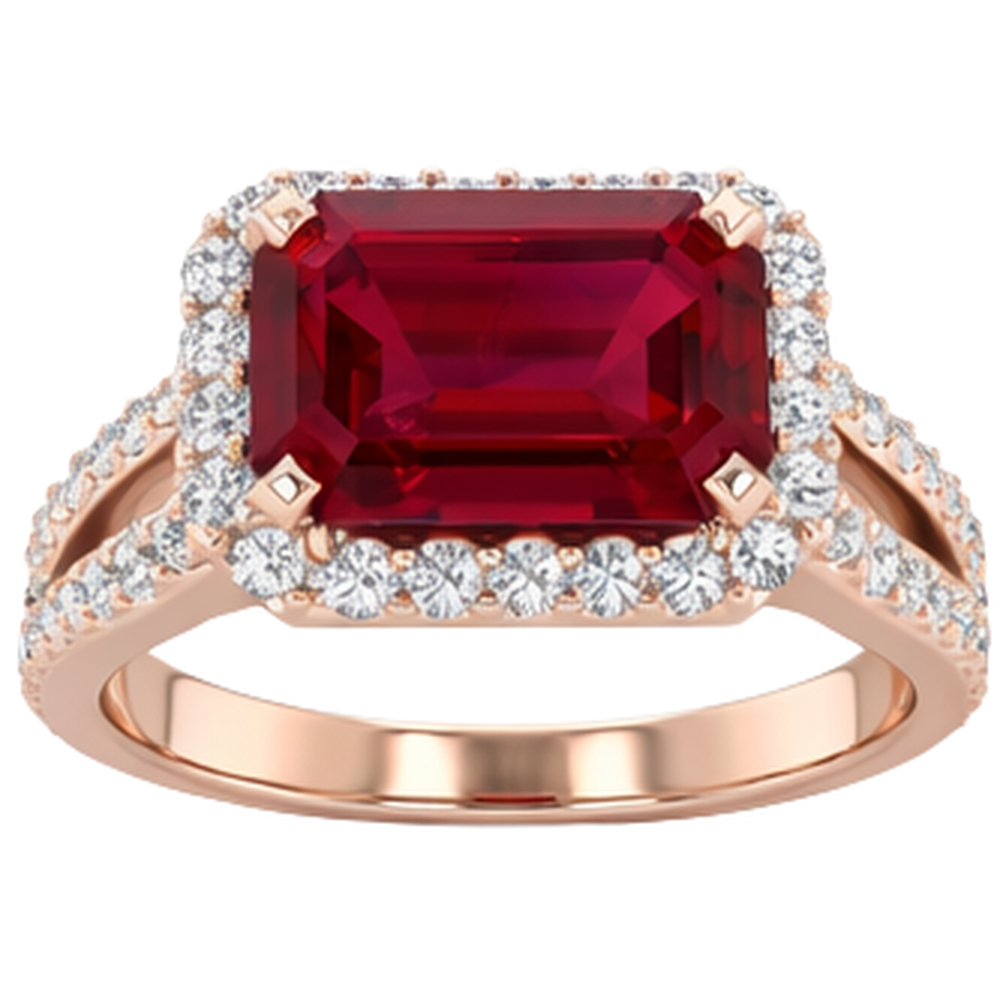 echter round rubin 13Karat ring Detailansicht