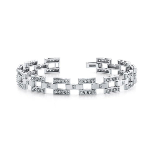 13 Ct Rundschliff Echt Diamanten Schachbrett Armband Weißgold 14K