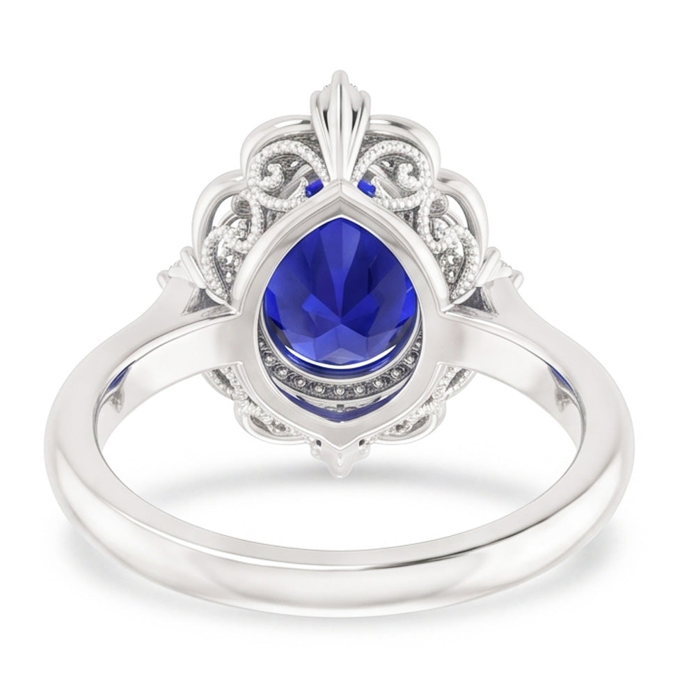 14 Karat Weißgold Blauer Saphir Farbstein-Ring – 2,25-Karat