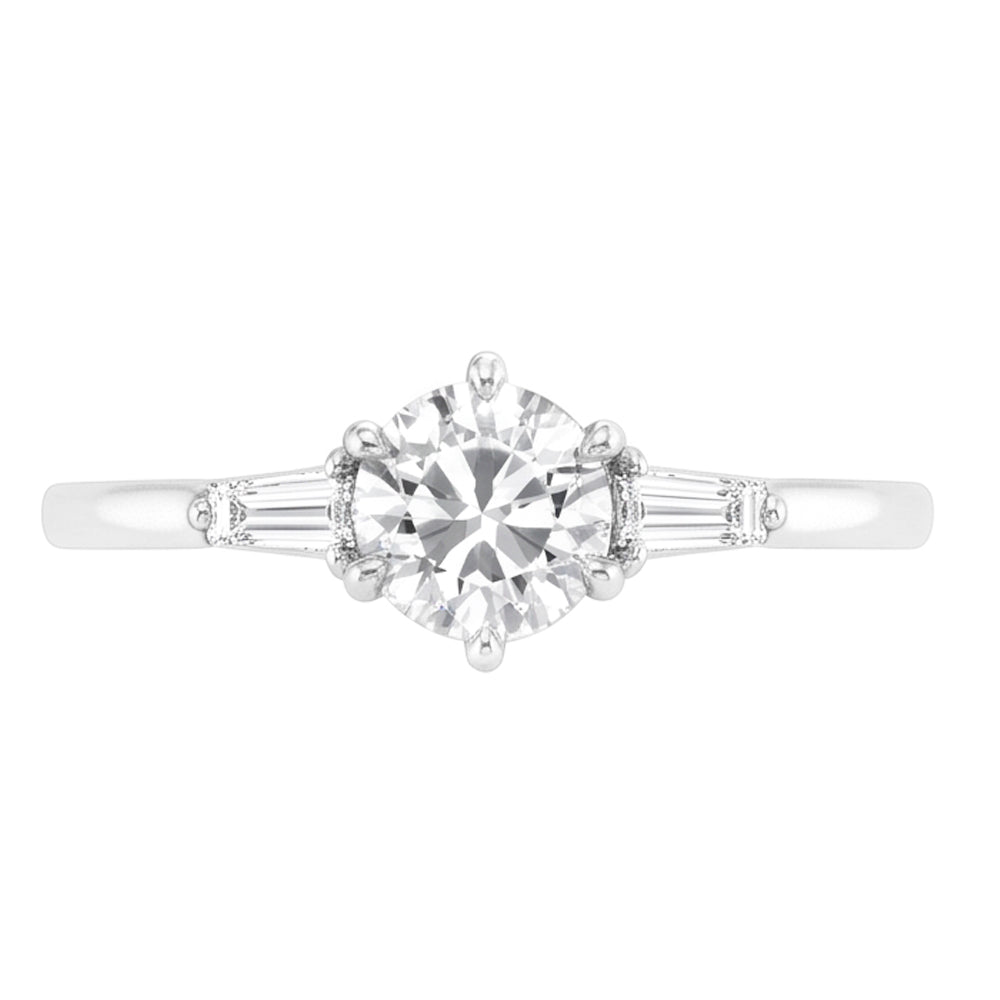 14 Karat Weißgold Brillant Drei-Stein-Ring – 2-Karat Old Mine Cut