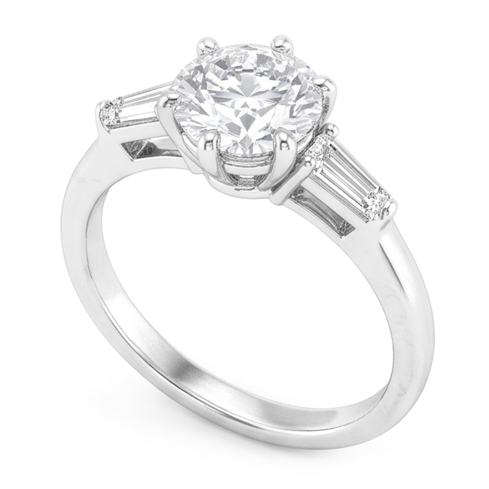 14 Karat Weißgold Brillant Drei-Stein-Ring – 2-Karat Old Mine Cut