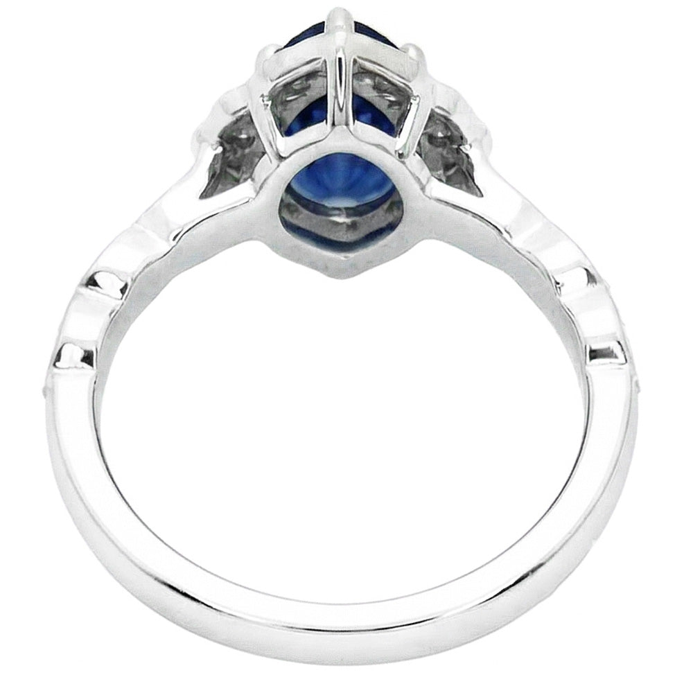 14 Karat Weißgold Vintage Royalblauer Saphir Edelstein-Ring 1,50