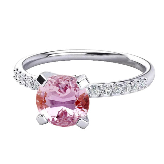 Authentischer Kunzite Edelstein-Ring 14,60 Karat 14K Weißgold – Hauptansicht