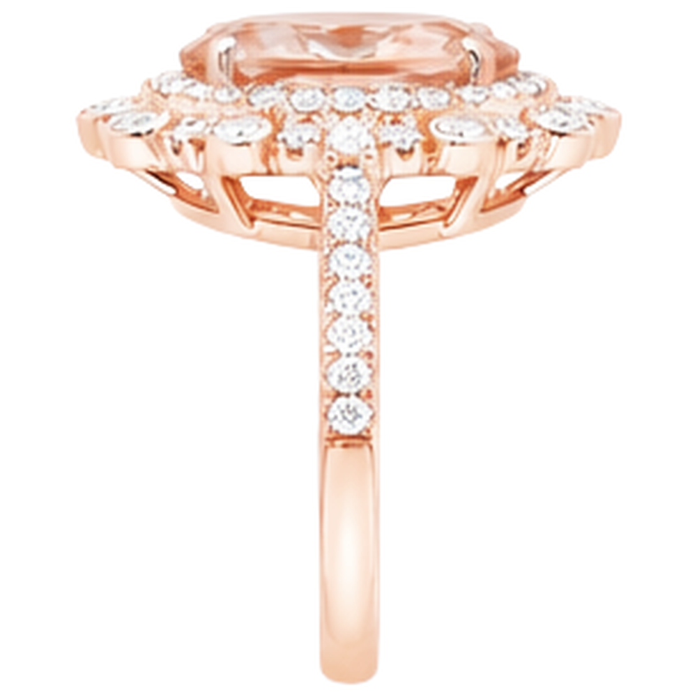 echter oval morganit 14.75Karat ring Profilansicht