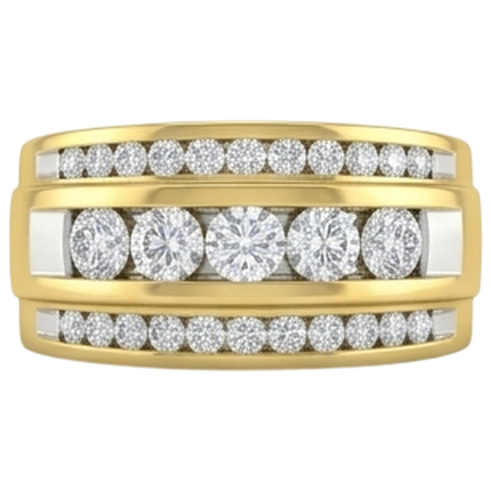 14K Gelbgold 2 Kt Herren Natürliche Diamantring Schmuck Neu