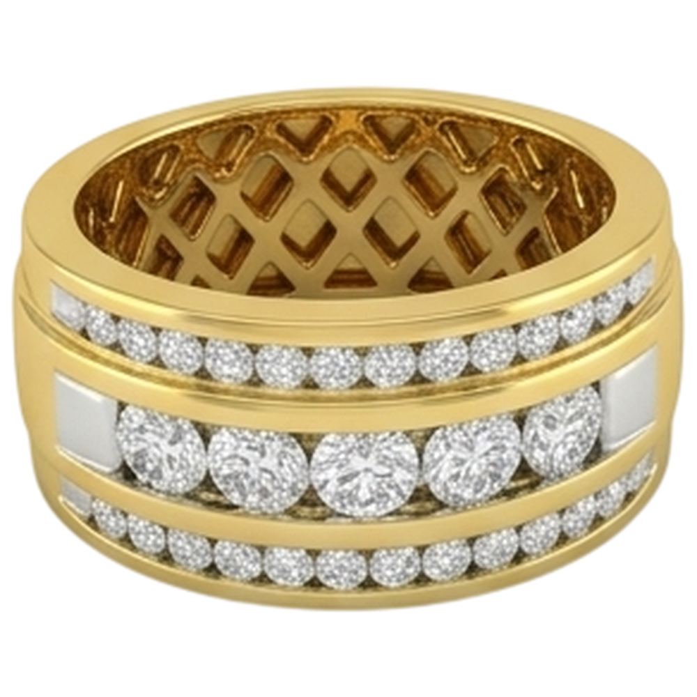 14K Gelbgold 2 Kt Herren Natürliche Diamantring Schmuck Neu