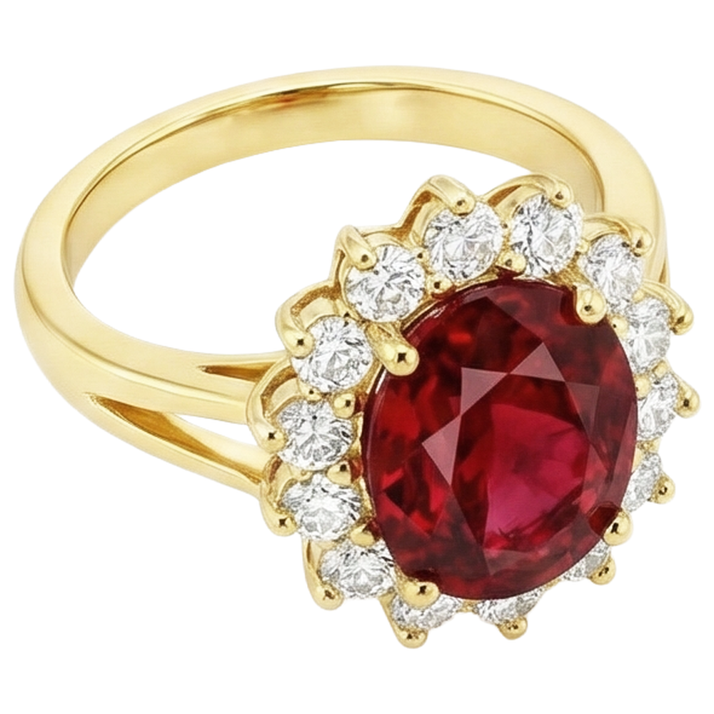 echter oval rubin 4.70Karat ring Seitenansicht