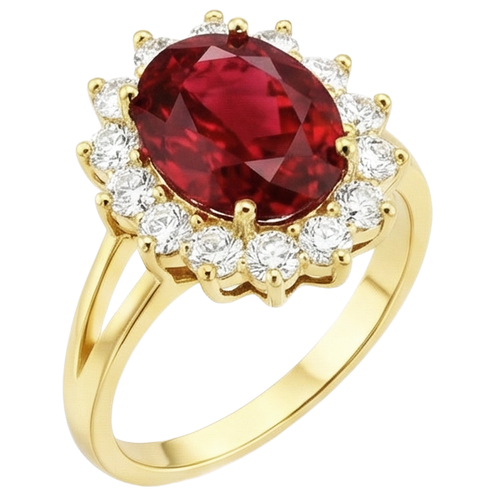 echter oval rubin 4.70Karat ring Detailansicht