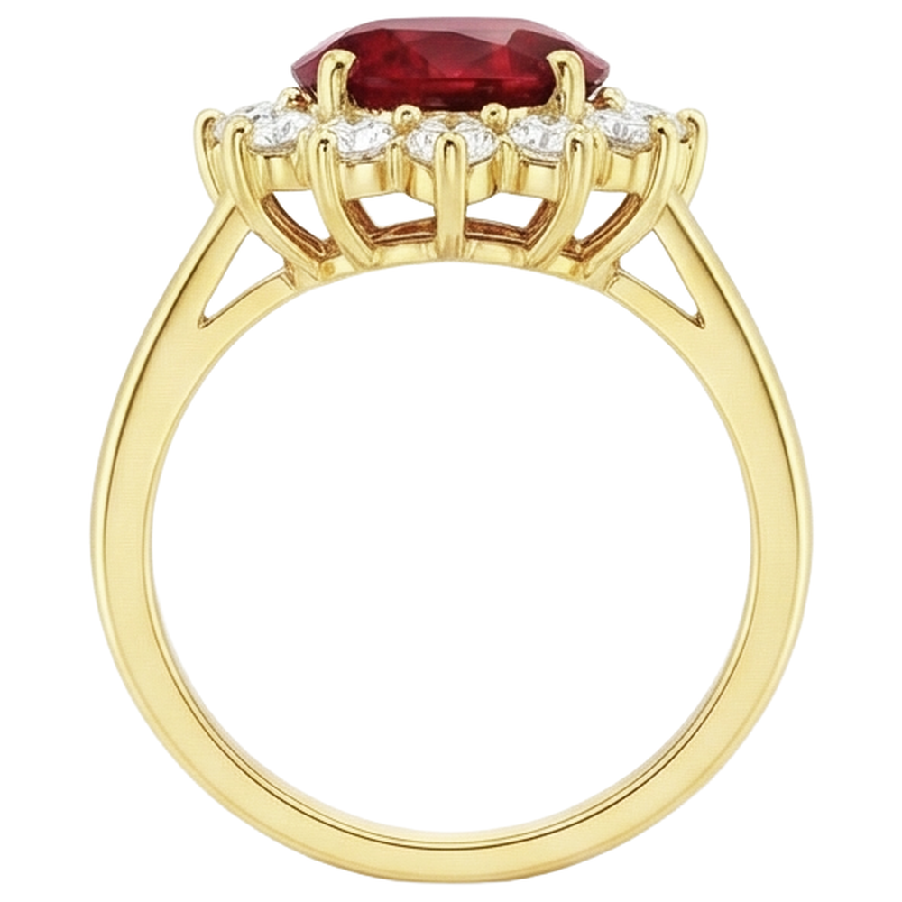 echter oval rubin 4.70Karat ring Draufsicht