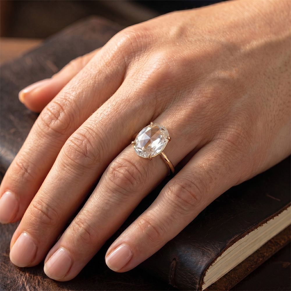 14K Gelbgold Edler Diamant Ring – 4,25-Karat Oval