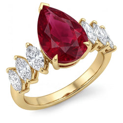 14K Gelbgold VVS Reinheit Taubenblut-Rubin Dreisteinring 4 Karat