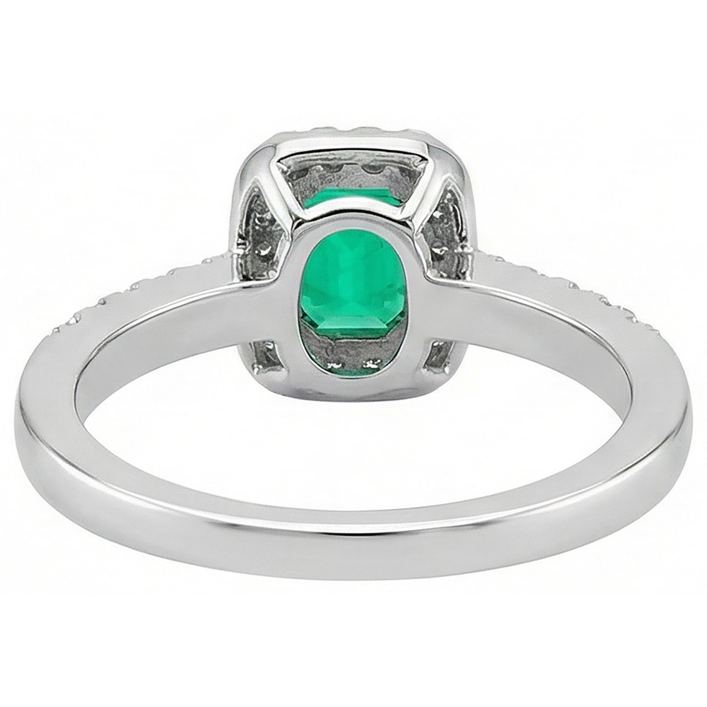 Natürlicher Edler Smaragd Farbstein-Ring – Rückansicht