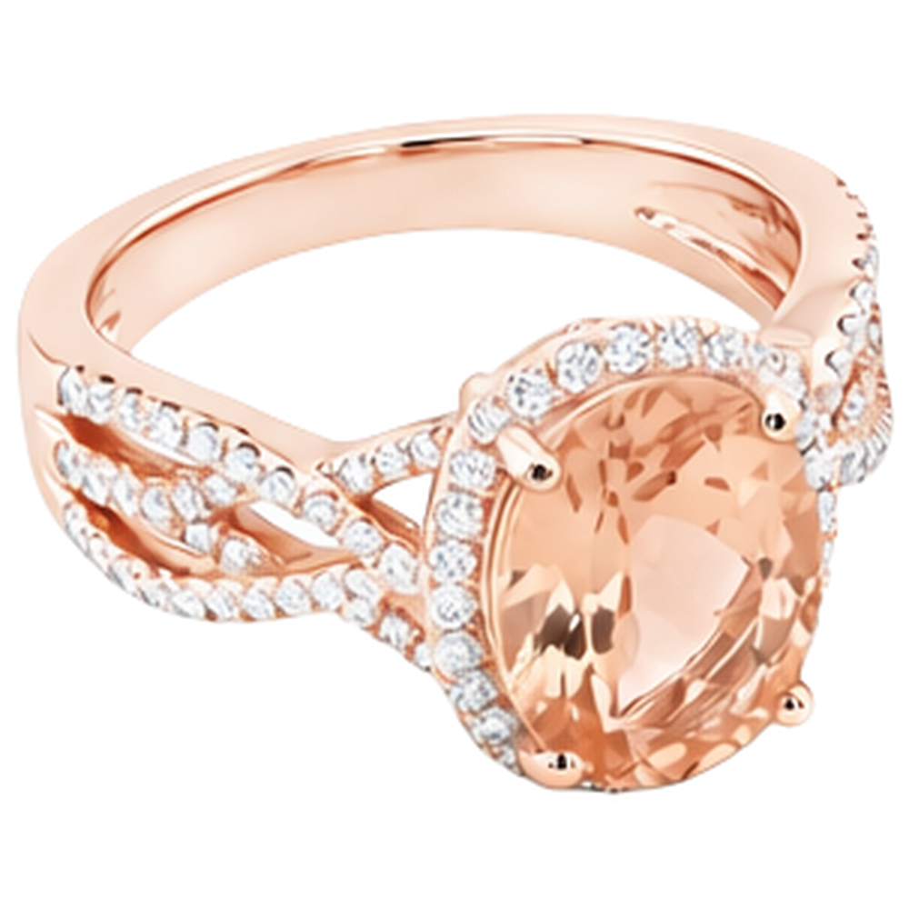 14K Roségold 11,50 ct. Morganit mit Diamanten Jubiläumsring
