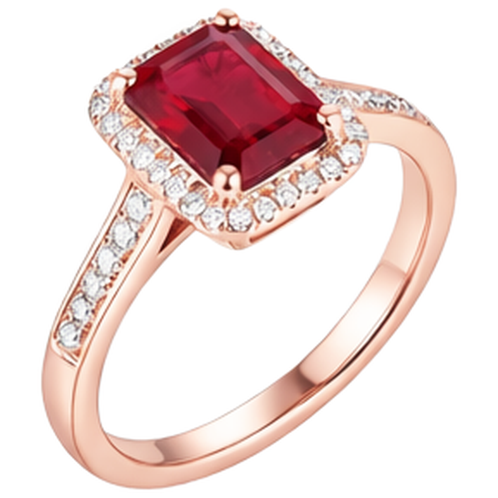 echter round rubin 5Karat ring Detailansicht