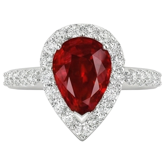 echter round rubin 3.80Karat ring Vorderansicht