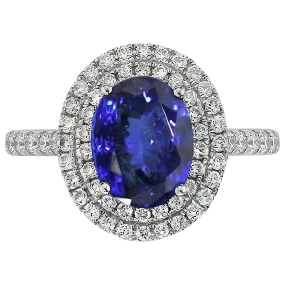 echter oval tansanit 7.25Karat ring Seitenansicht