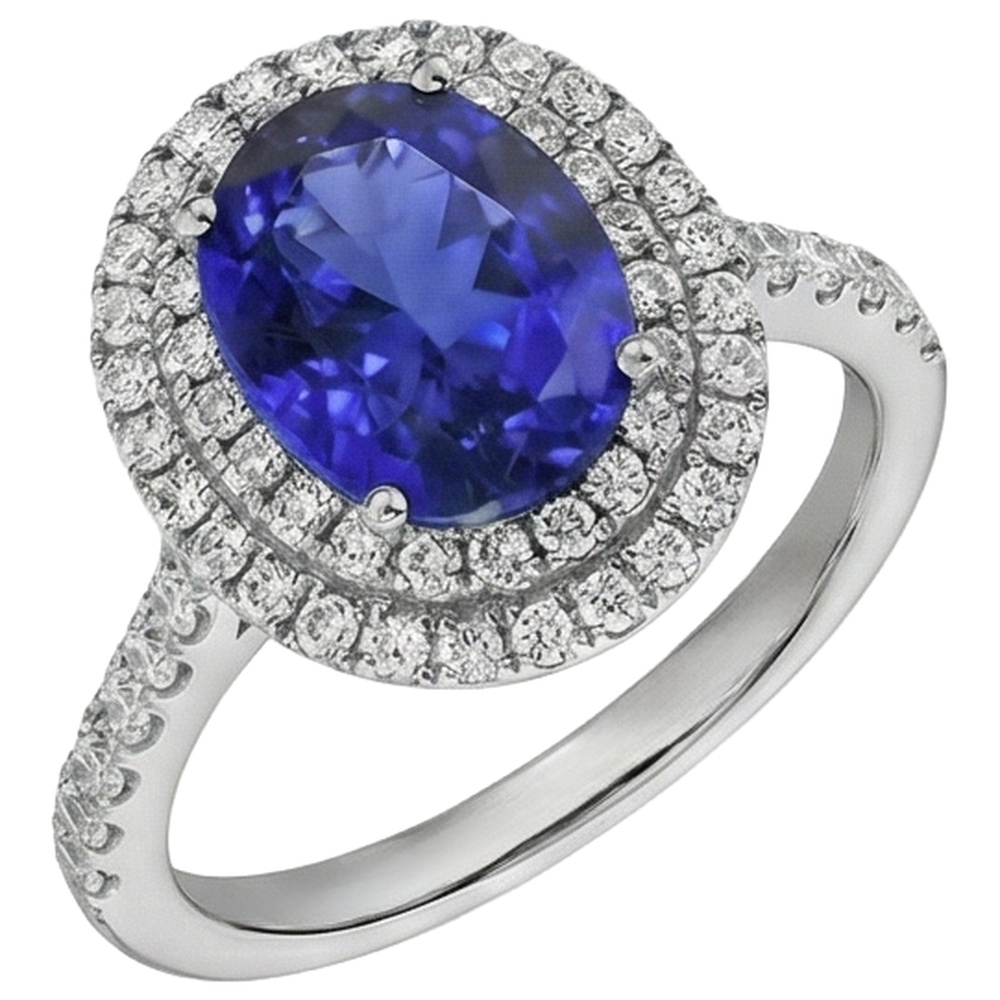 echter oval tansanit 7.25Karat ring Draufsicht
