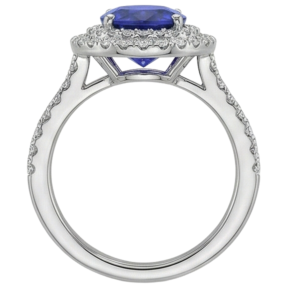 echter oval tansanit 7.25Karat ring Profilansicht