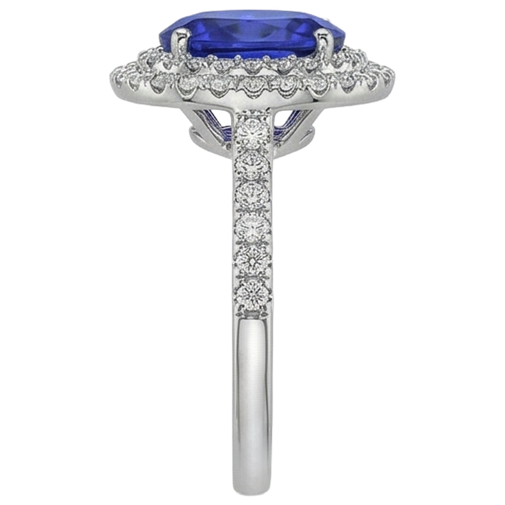 echter oval tansanit 7.25Karat ring auf Weiß
