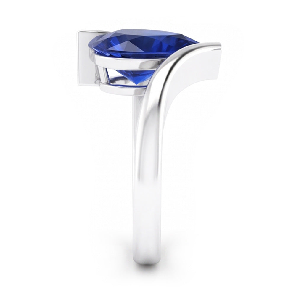 14K Weißgold Farbstein-Ring mit Kornblumenblauer Saphir – 1,50