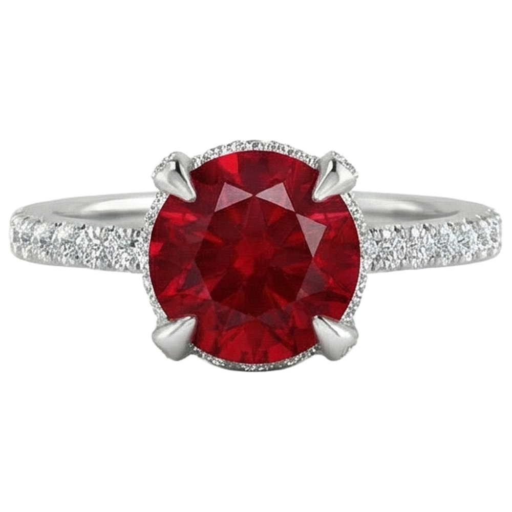 echter oval rubin 3.80Karat ring Vorderansicht