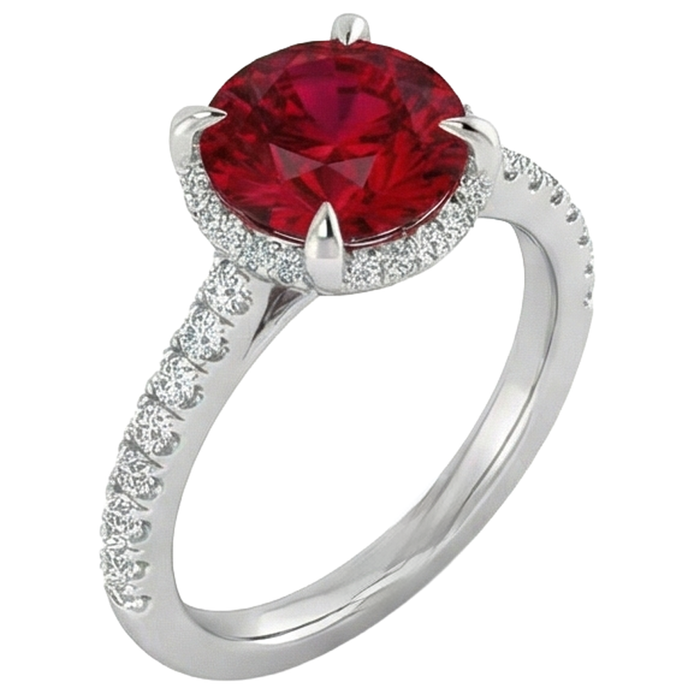 echter oval rubin 3.80Karat ring Draufsicht