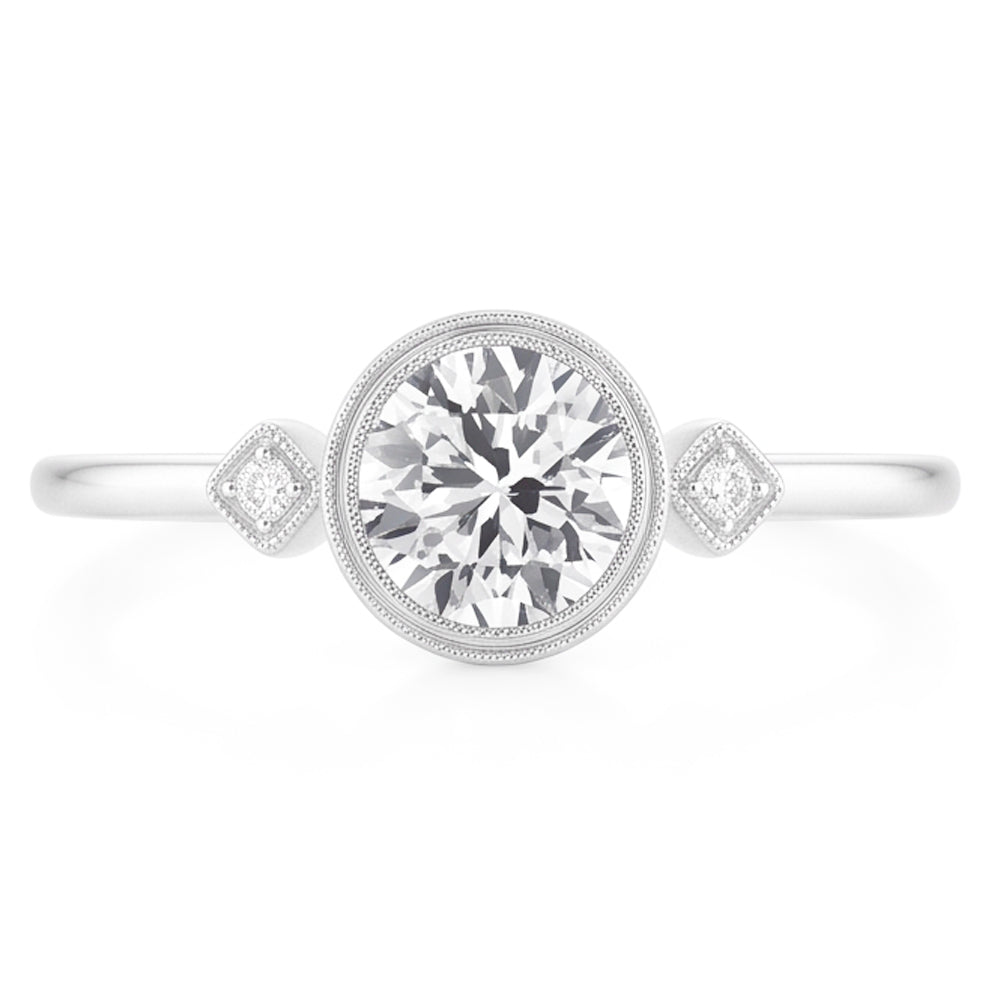 14K Weißgold Trilogie-Ring mit Edler Diamant – 2 Karat