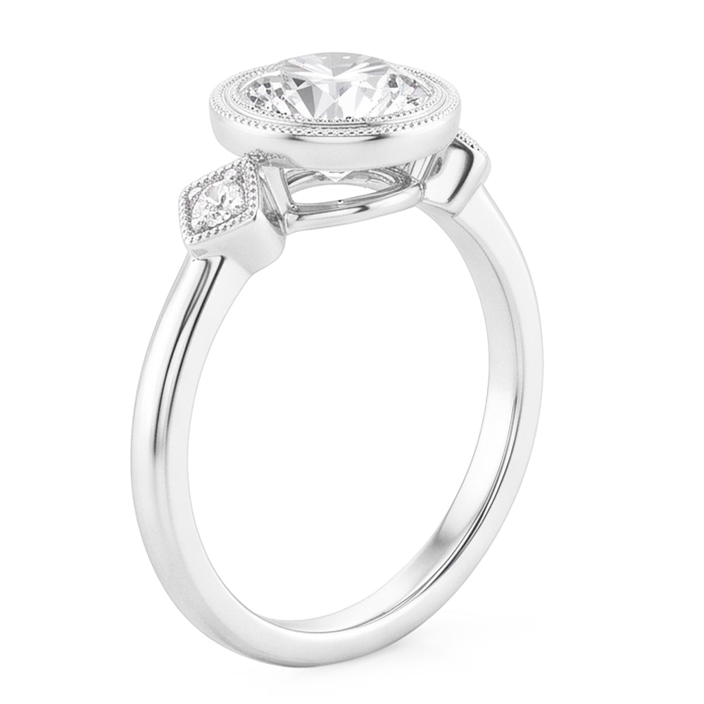 14K Weißgold Trilogie-Ring mit Edler Diamant – 2 Karat