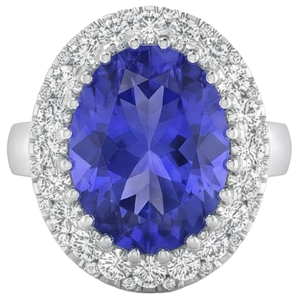 echter oval tansanit 12.50Karat ring Seitenansicht