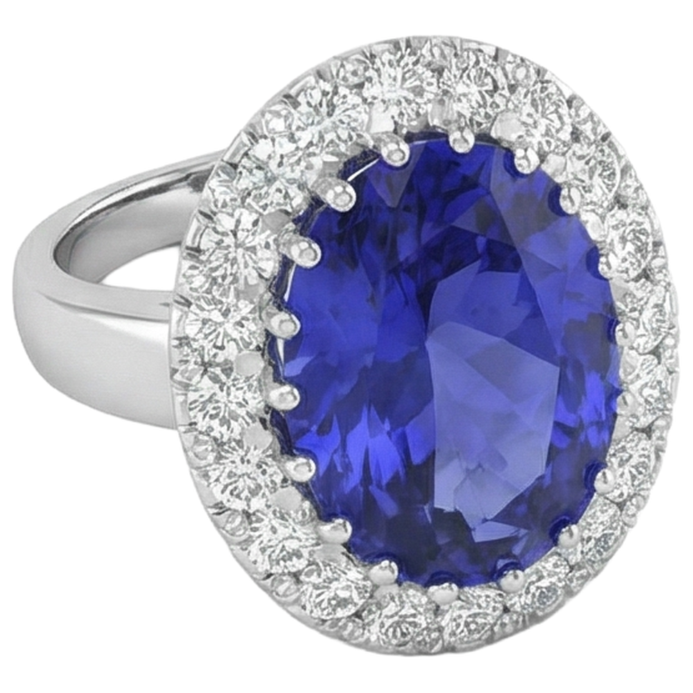 echter oval tansanit 12.50Karat ring Detailansicht
