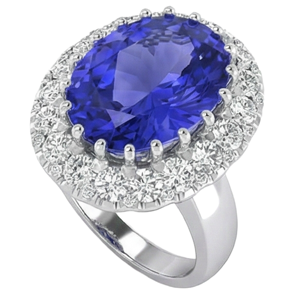 echter oval tansanit 12.50Karat ring Draufsicht