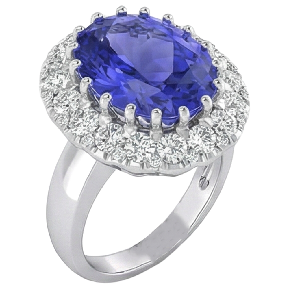 echter oval tansanit 12.50Karat ring Profilansicht