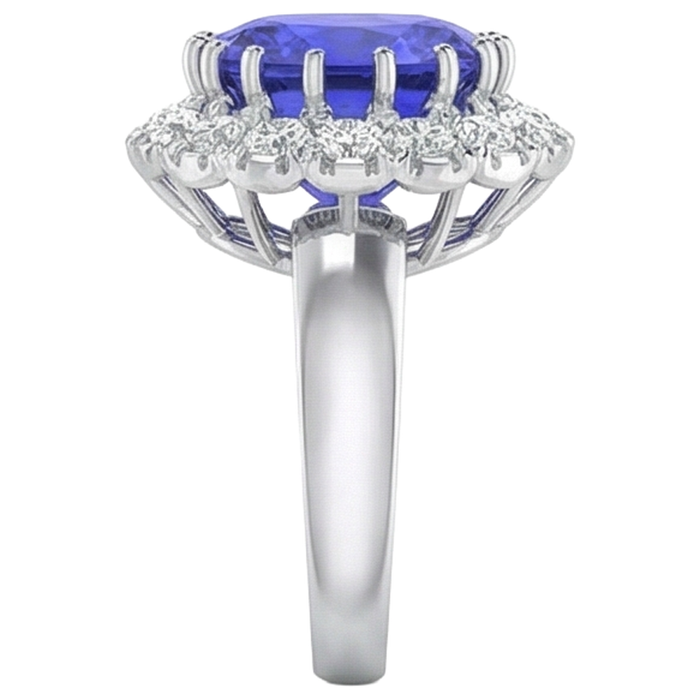 echter oval tansanit 12.50Karat ring auf Weiß