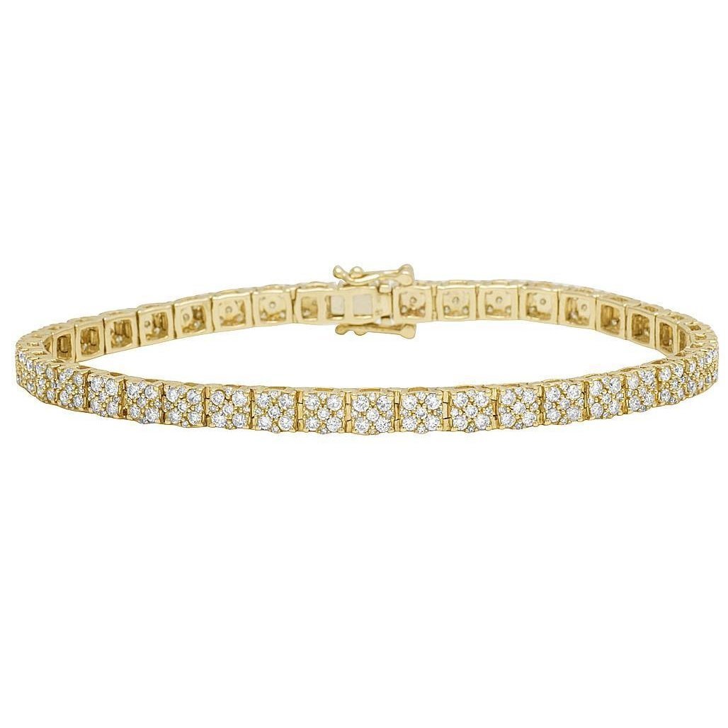 14K Gelbgold 5,75 Karat Natürliche Diamanten Tennisarmband Neu