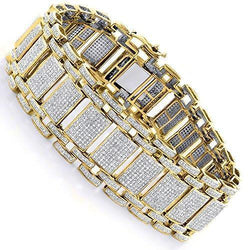 14K Gelbgold Rundschliff Herrenarmband 25 Karat Natürliche Diamantschmuck