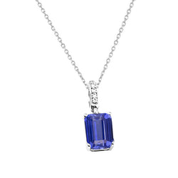 1,50 Karat Kornblumenblauer Saphir Stein-Halskette in 14K