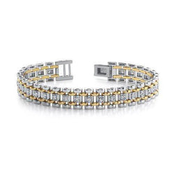 14K Two Tone Gold Echt Diamant Herrenarmband Neuer Schmuck 2,50 Karat